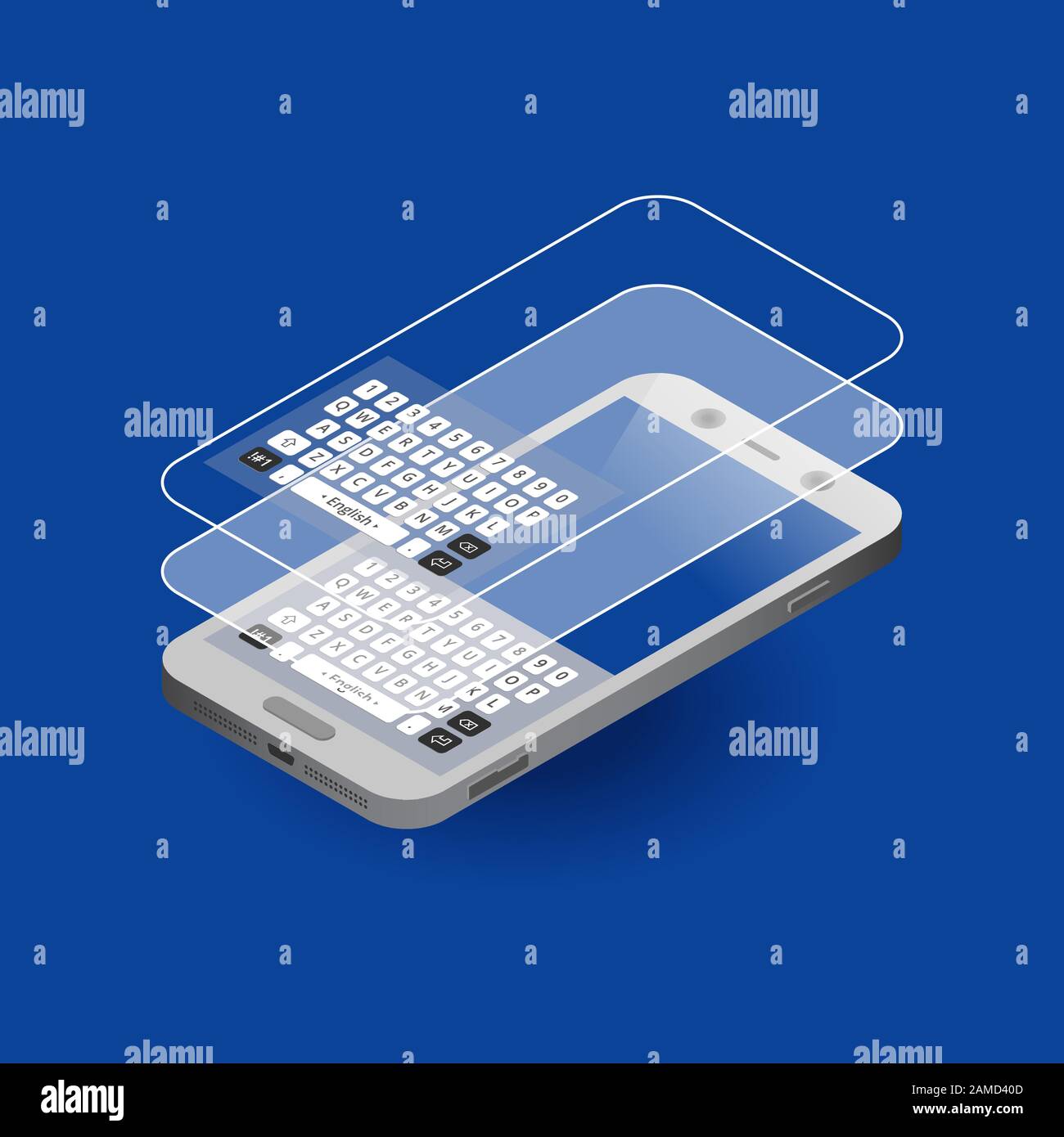 White isometric smartphone with keypad, top view Stock Vector Image ...
