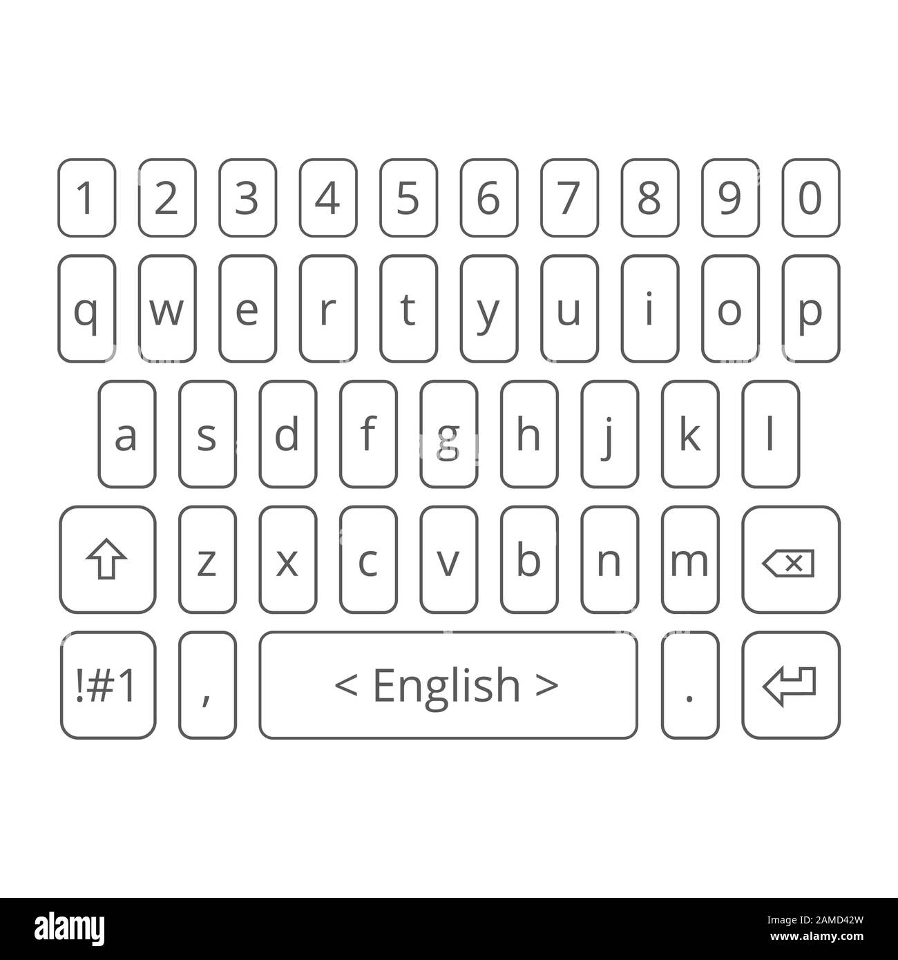 Mobile vector keyboard for smartphone. Letters set Stock Vector Image