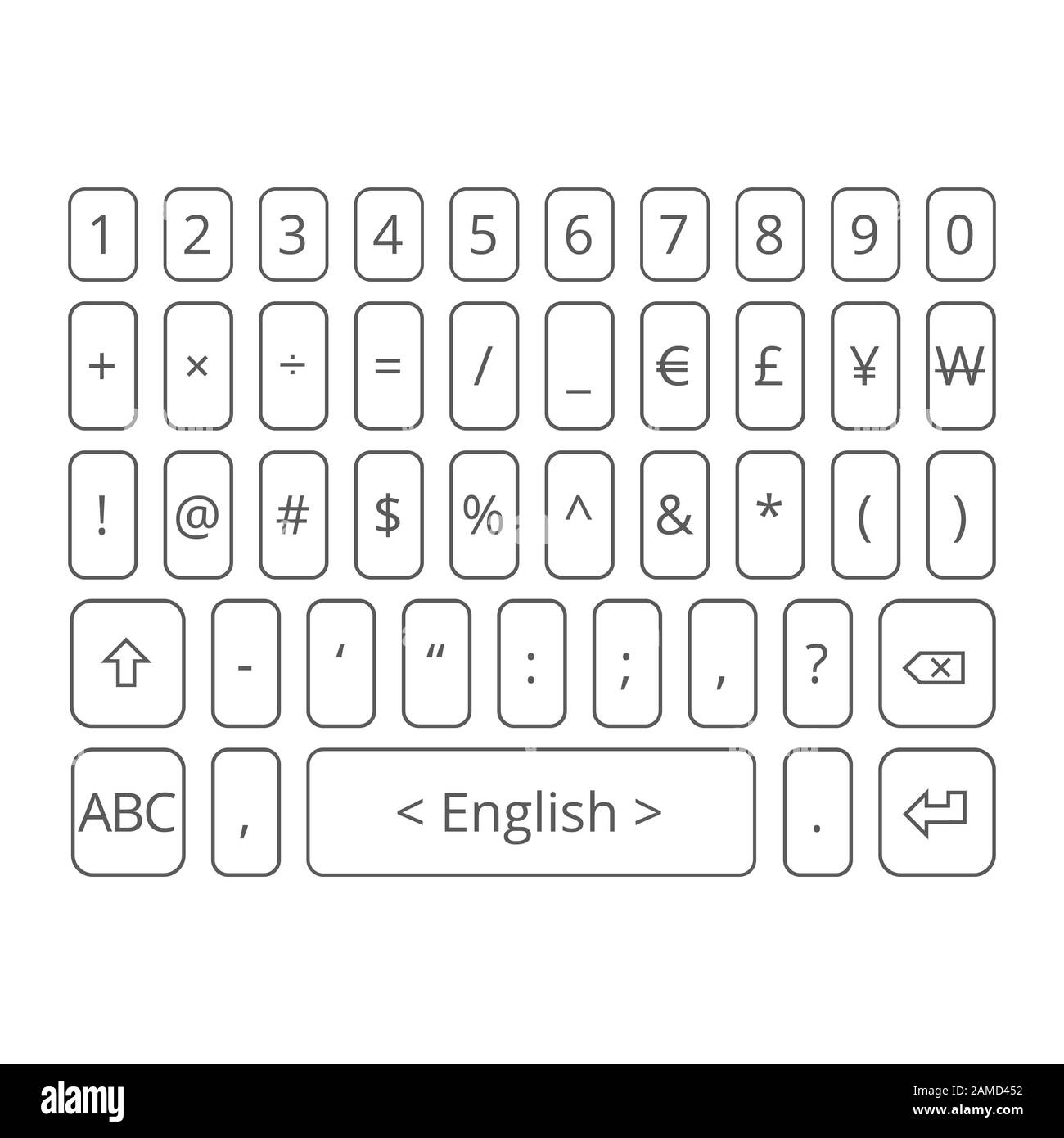 Mobile vector keyboard for smartphone. Symbols set Stock Vector Image & Art  - Alamy
