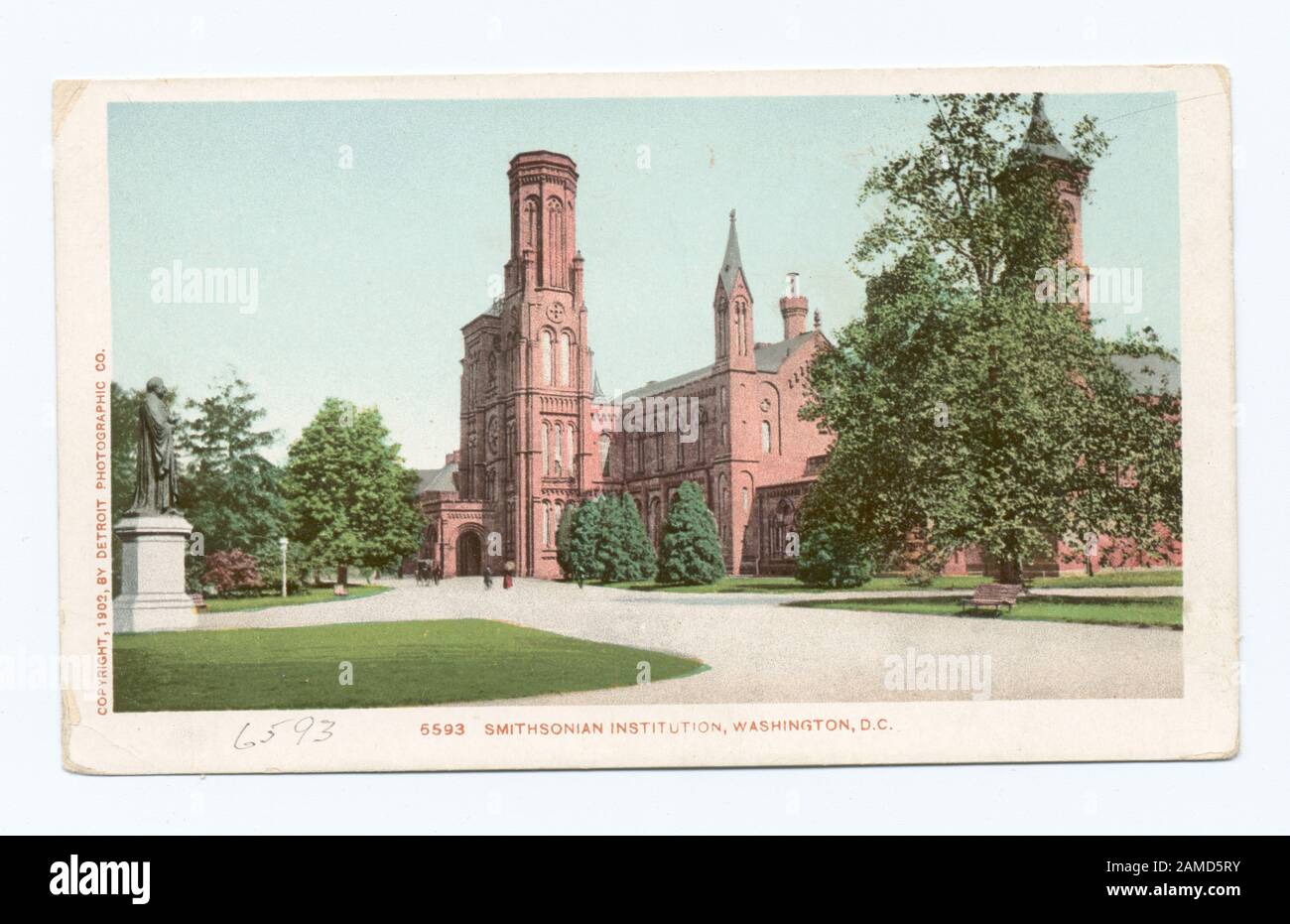 Smithsonian Institute, Washington, D C  Postcard series number: 6593 1902-1903. Transitioned to full-size illustration, when postal regulations permitted address and message together on reverse.; Smithsonian Institute, Washington, D. C. Stock Photo