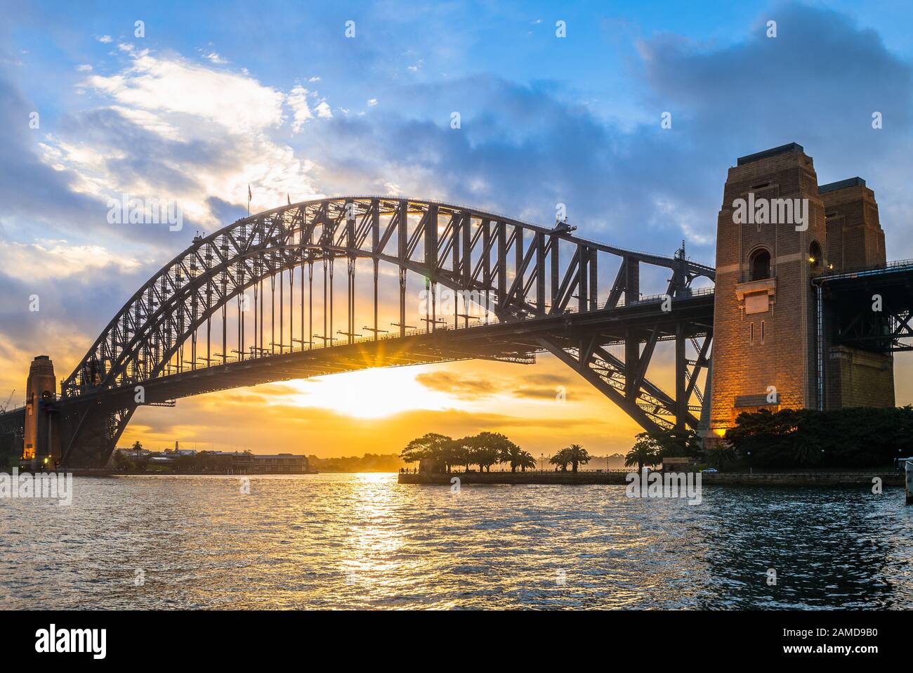 sydney harbour bridge at dusk in sydney, australia Stock Photo