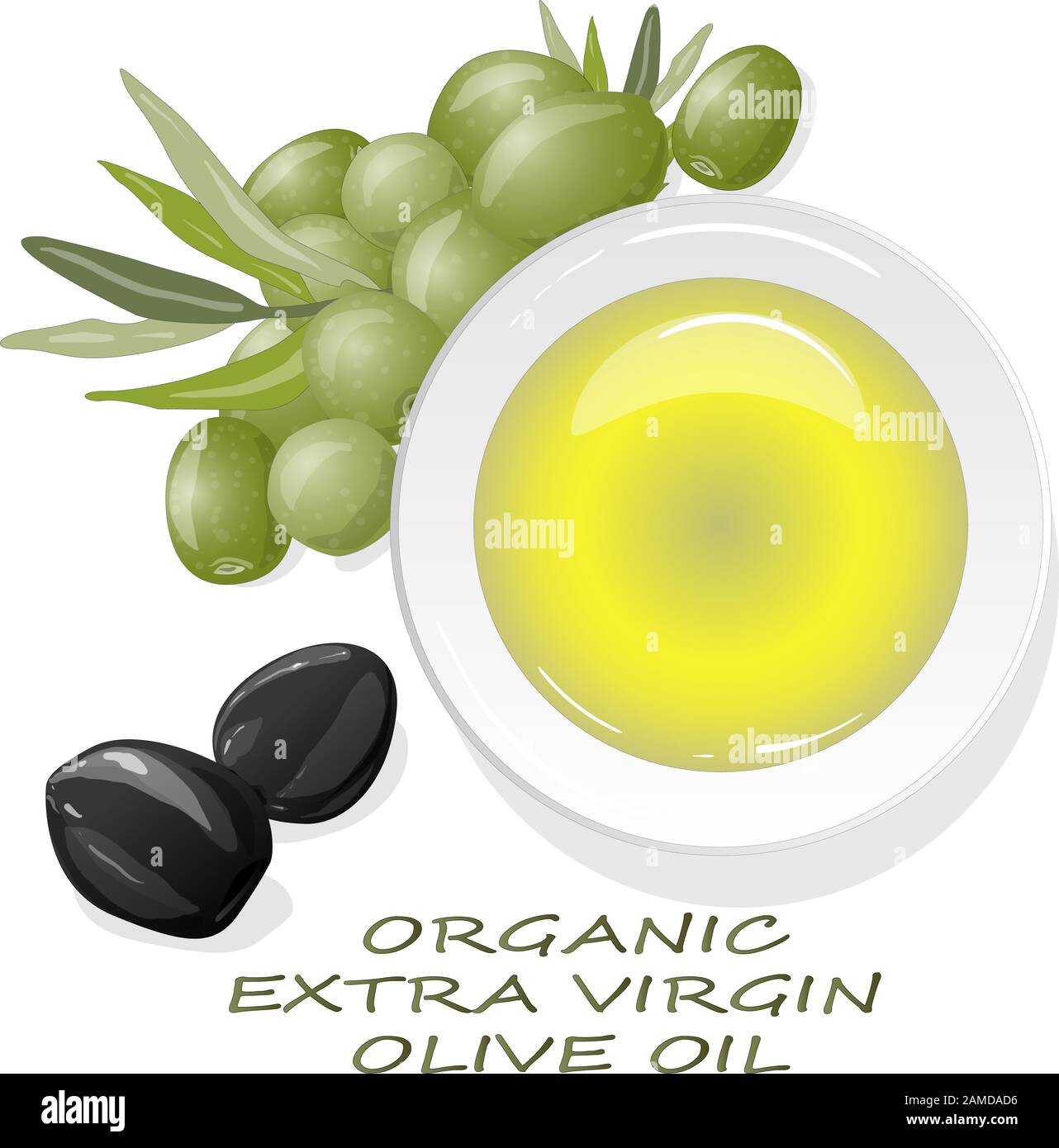 Premium virgin olive oil and some olives isolated on a white background ...