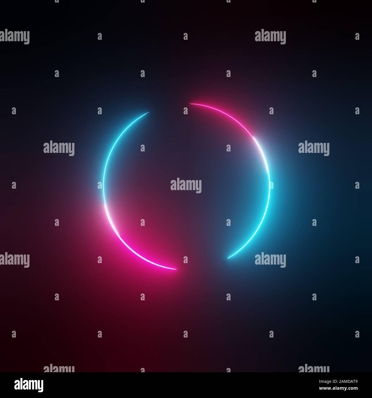 Neon light circle frame on dark background. 3D illustration Stock Photo ...