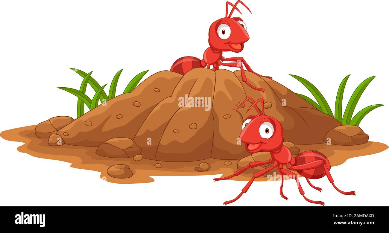Anthill in the forest land Stock Vector