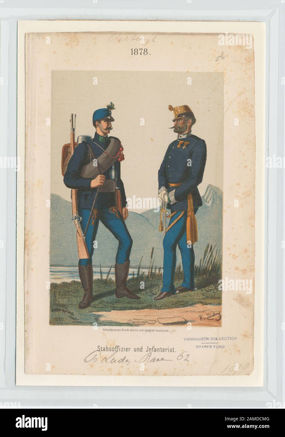 Stabsoffizier und Infanterist (Regt 62)  Ownership : Draper Fund 13.55   4th Hussar Regiment, Edelsheim, 1875, Gyulai   (Zimburg); Stabsoffizier und Infanterist. [Regt. 62] Stock Photo