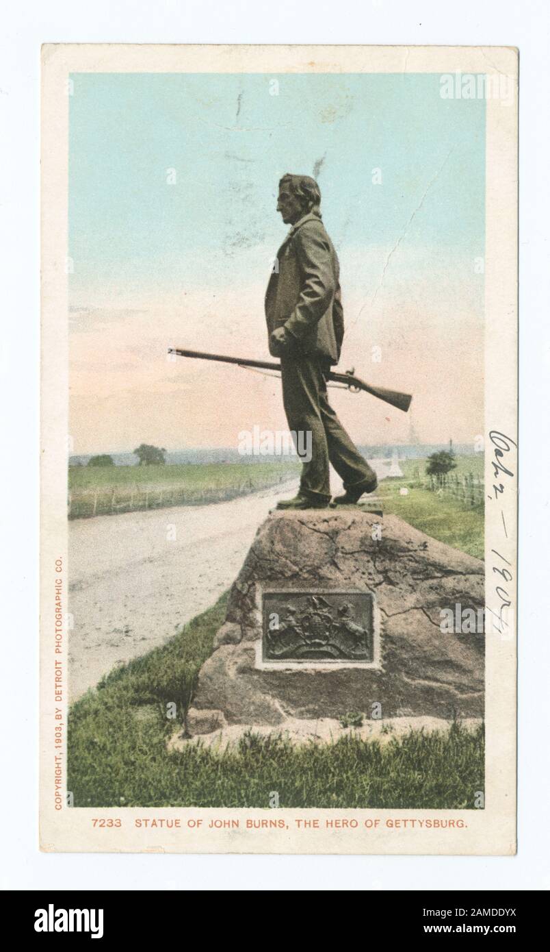 Statue of John Burns, Gettysburg, Pa Postcard series number 7233 1903