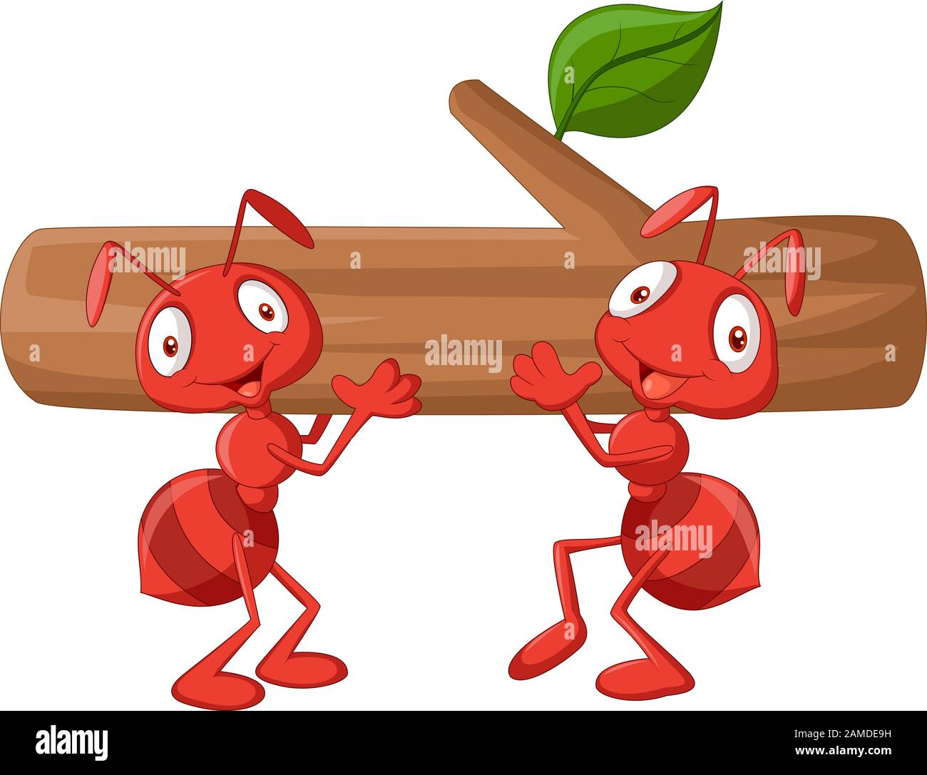 Team of ants carries log Stock Vector