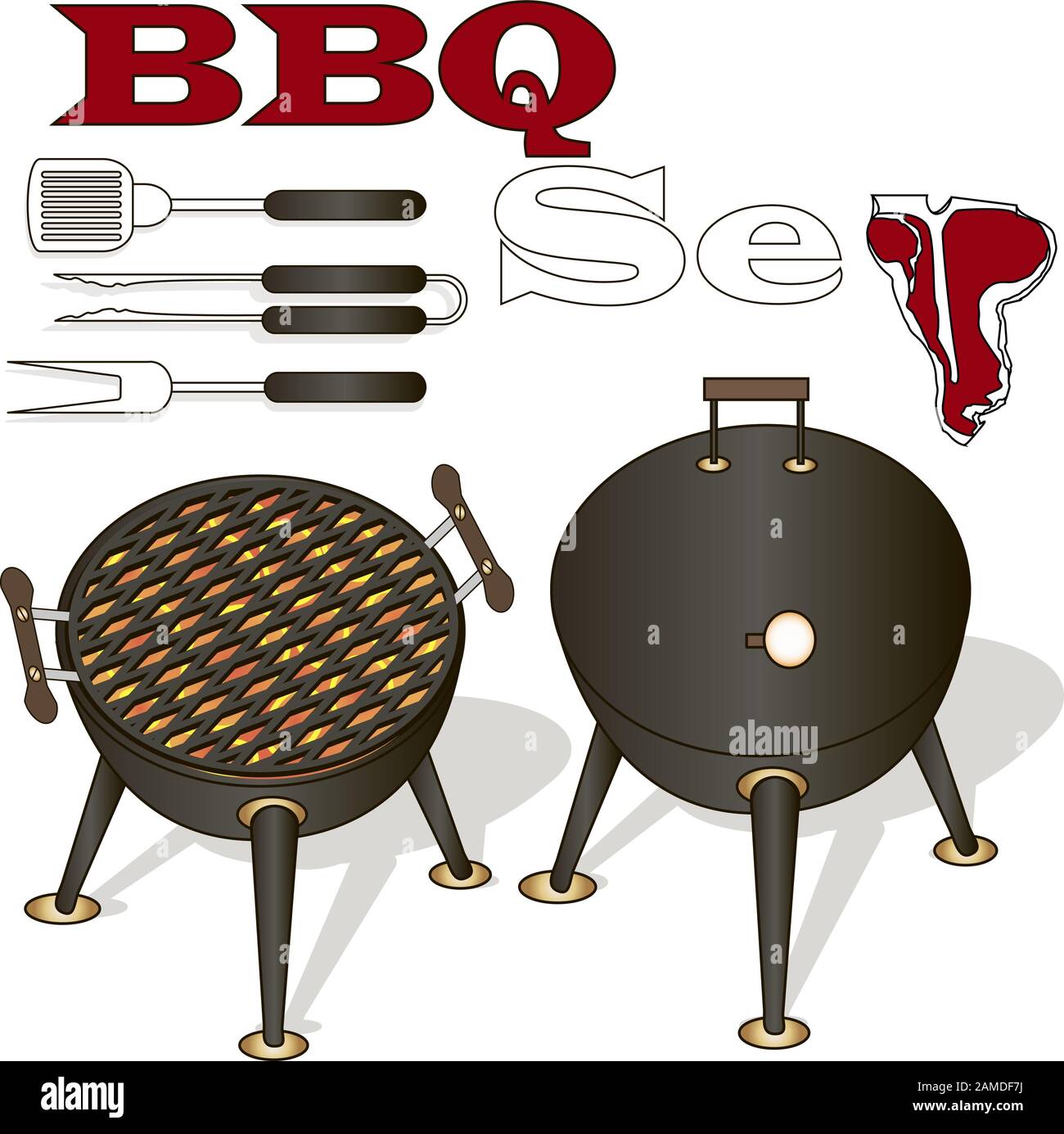 Different special tools for barbecue party. Bbq grill and tools vector ...