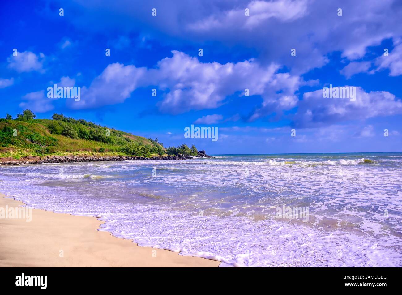 The beach along the coast of Kauai, Hawaii. Stock Photo