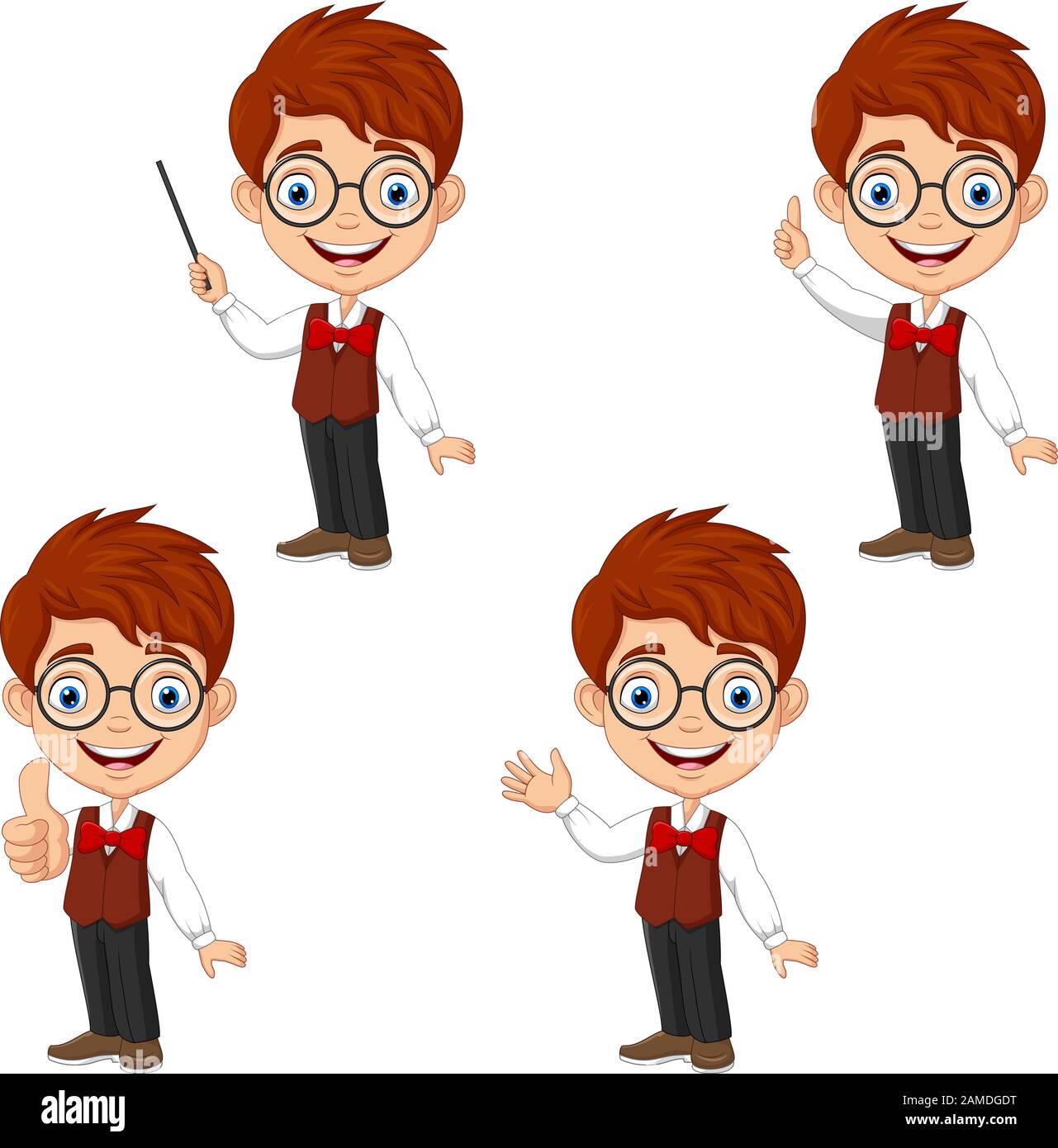 Cartoon smart boy in different poses Stock Vector Image & Art - Alamy