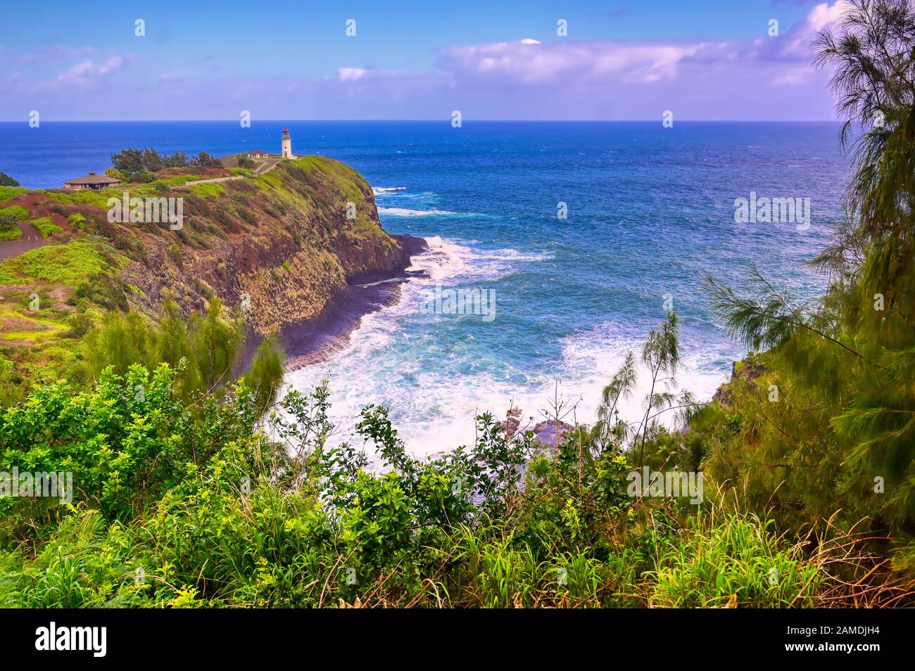 The Kilauea Lighthouse on the coast of Kauai, Hawaii. Stock Photo