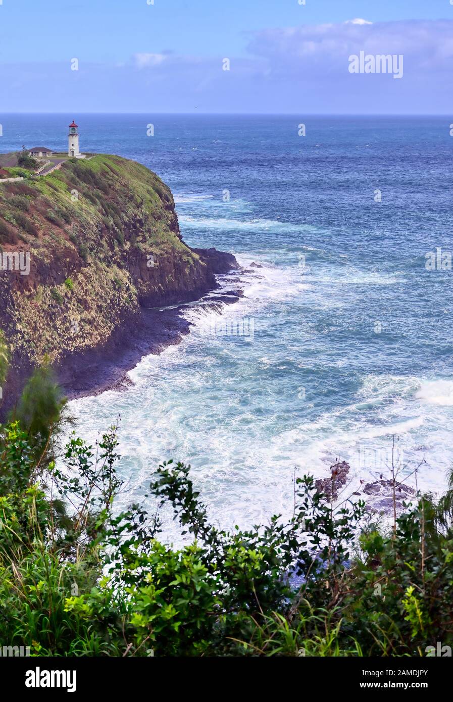 The Kilauea Lighthouse on the coast of Kauai, Hawaii. Stock Photo