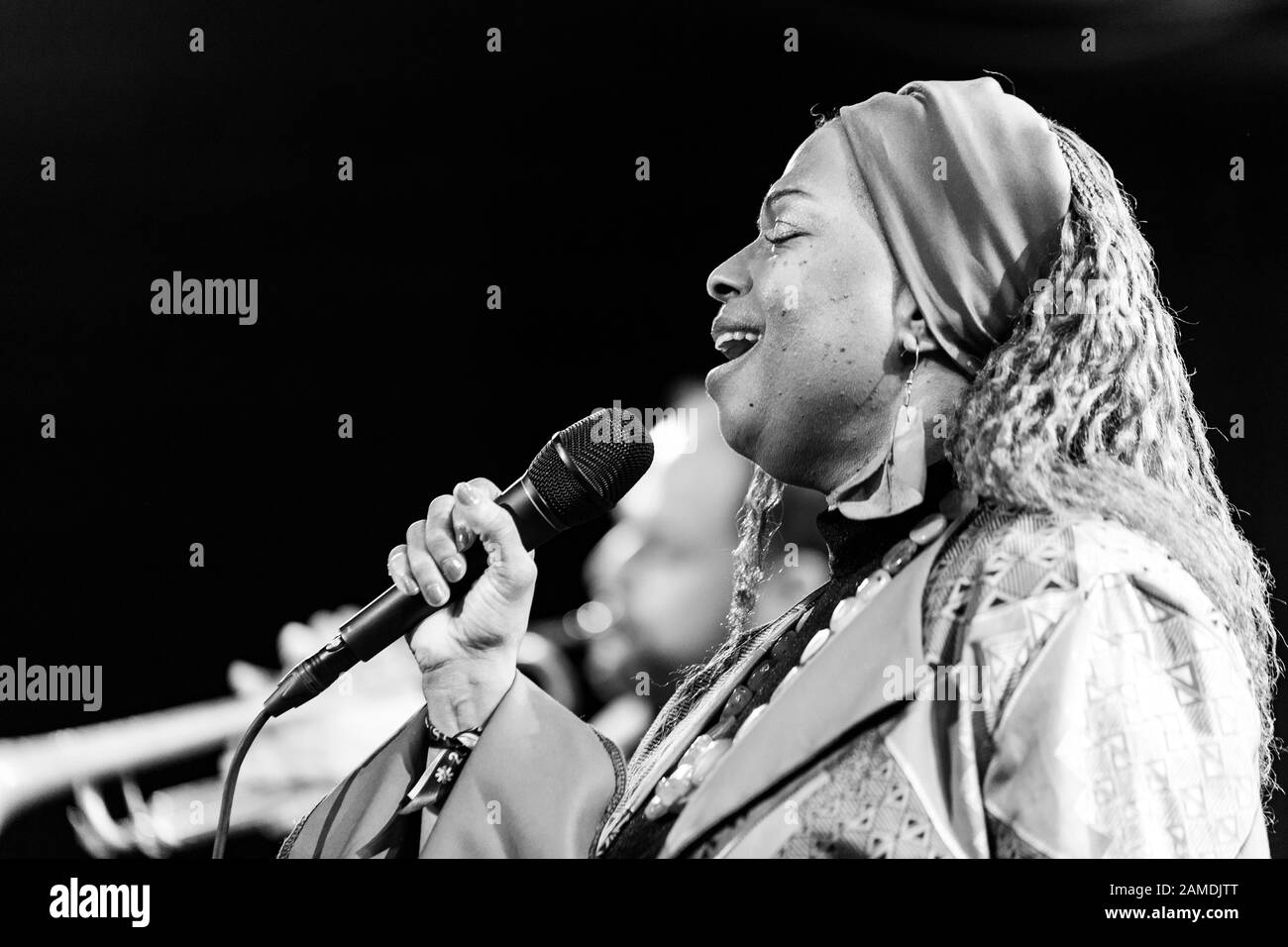 New York, NY - January 12, 2020: Joan Belgrave performs during From Detroit to the World concert celebrating Marcus Belgrave as part of Winter Jazz Festival at (le) Poisson Rouge Stock Photo