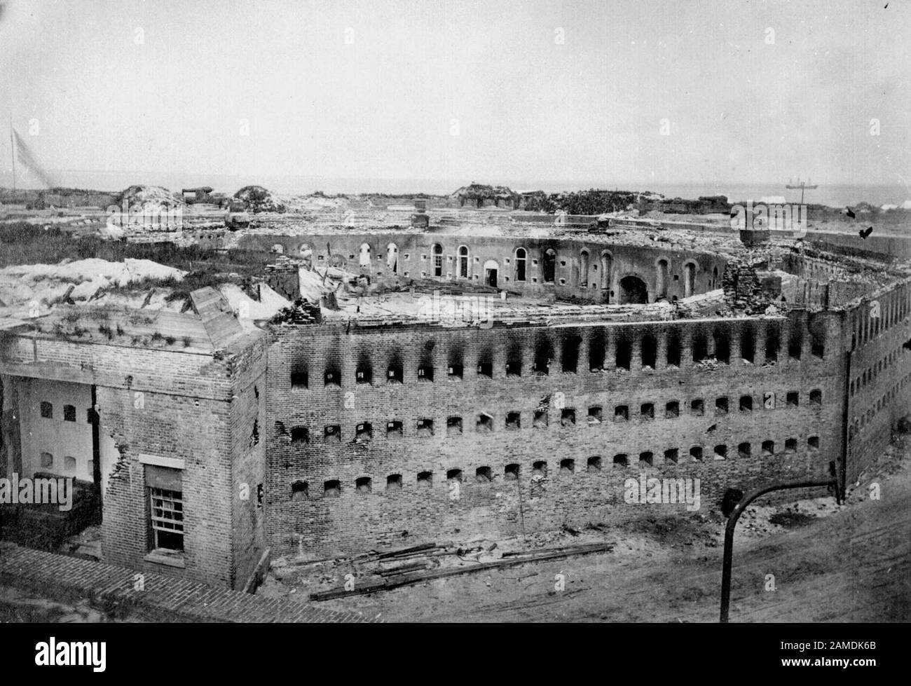 The citadel at Fort Morgan as it appeared after its surrender following the Battle of Mobile Bay. Stock Photo