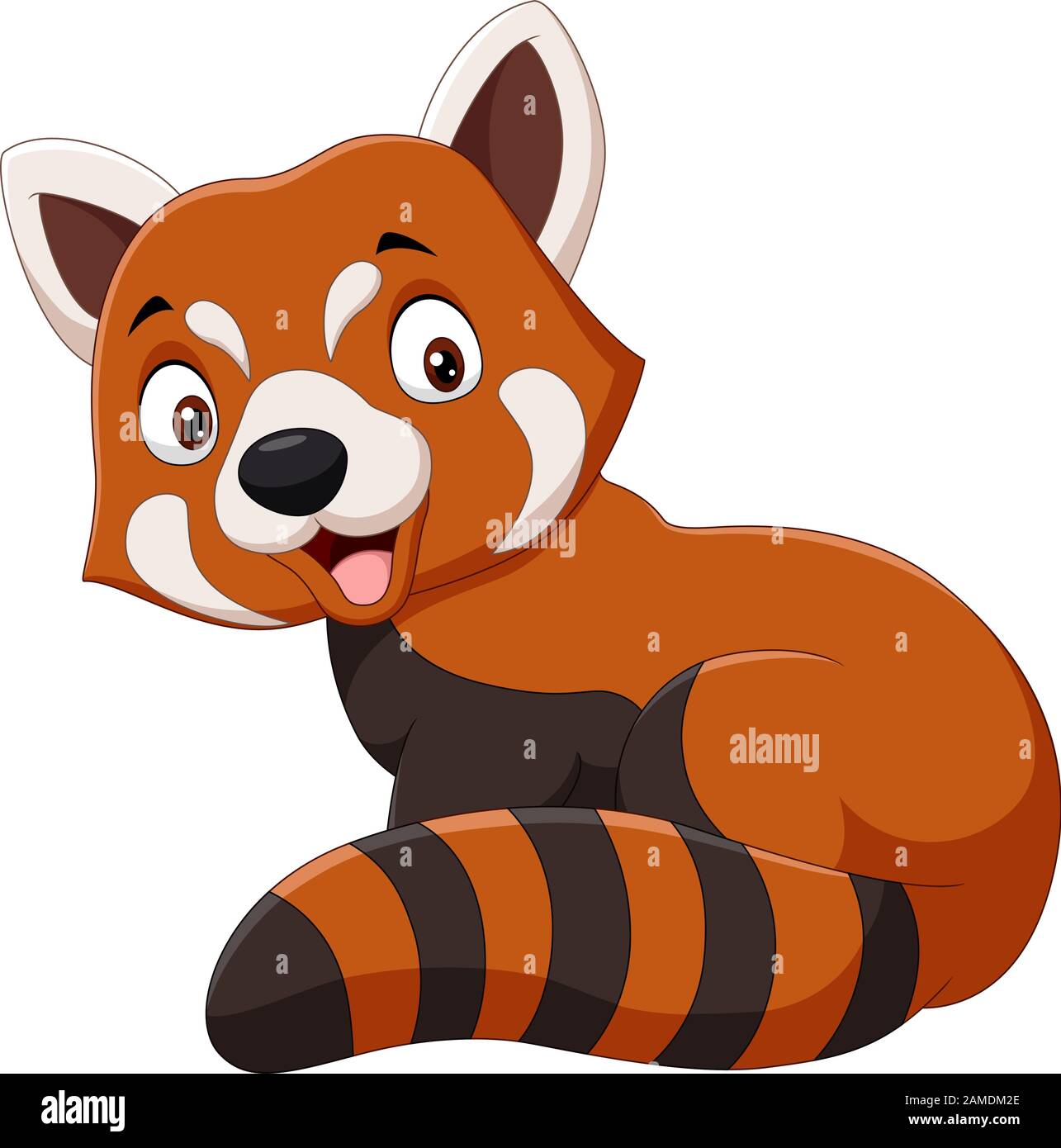 Cartoon smiling red panda on white background Stock Vector