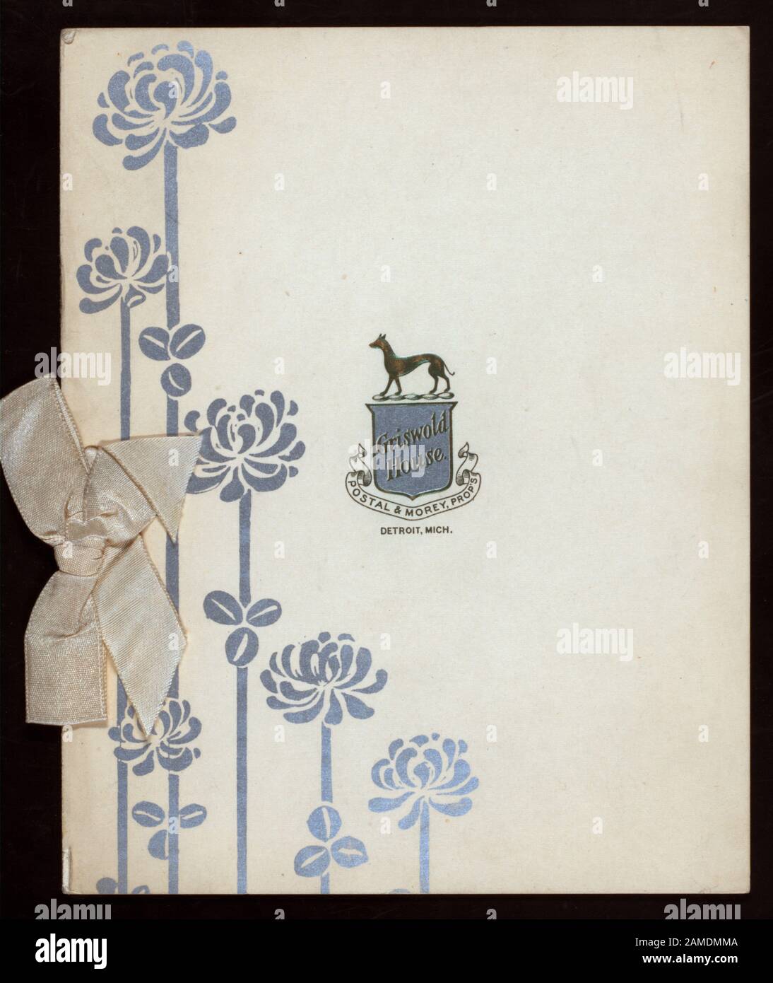 THANKSGIVING DINNER (held by) GRISWOLD HOUSE (at) DETROIT, MI (HOTEL;)  INCLUDES MUSICAL PROGRAM; HOTEL SEAL ON COVER; SILK RIBBON ATTACHMENT; THANKSGIVING DINNER [held by] GRISWOLD HOUSE [at] DETROIT, MI (HOTEL;) Stock Photo