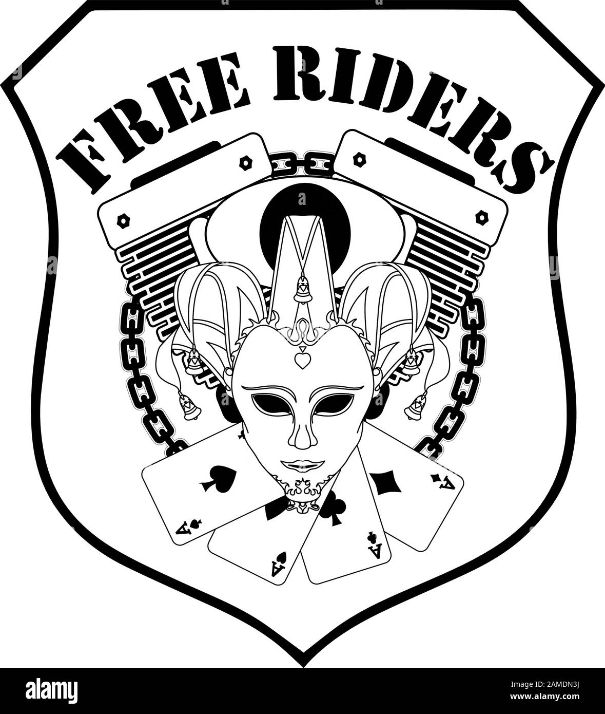 Motorbike club emblem. Pilot / rider badge vector set . Isolated illustration on white background.. Stock Vector