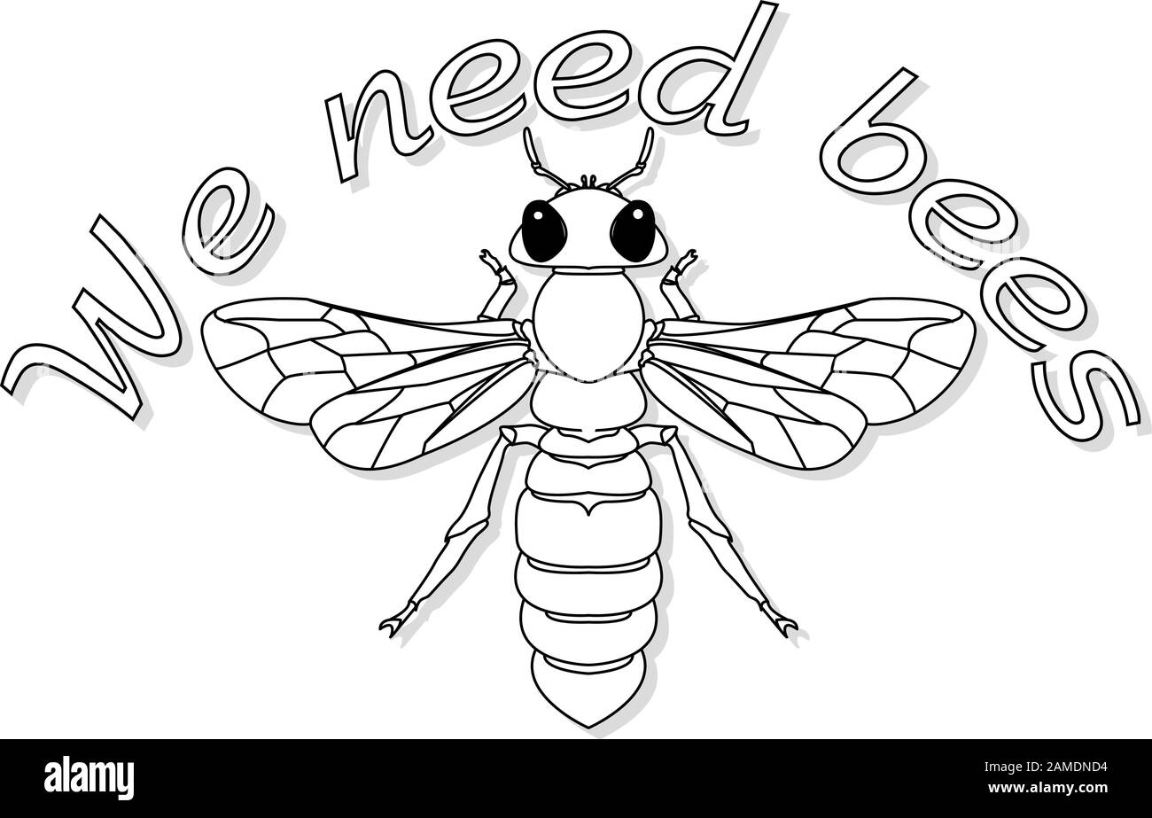 Bee monochrome illustration - vector text quotes and bee drawing ...