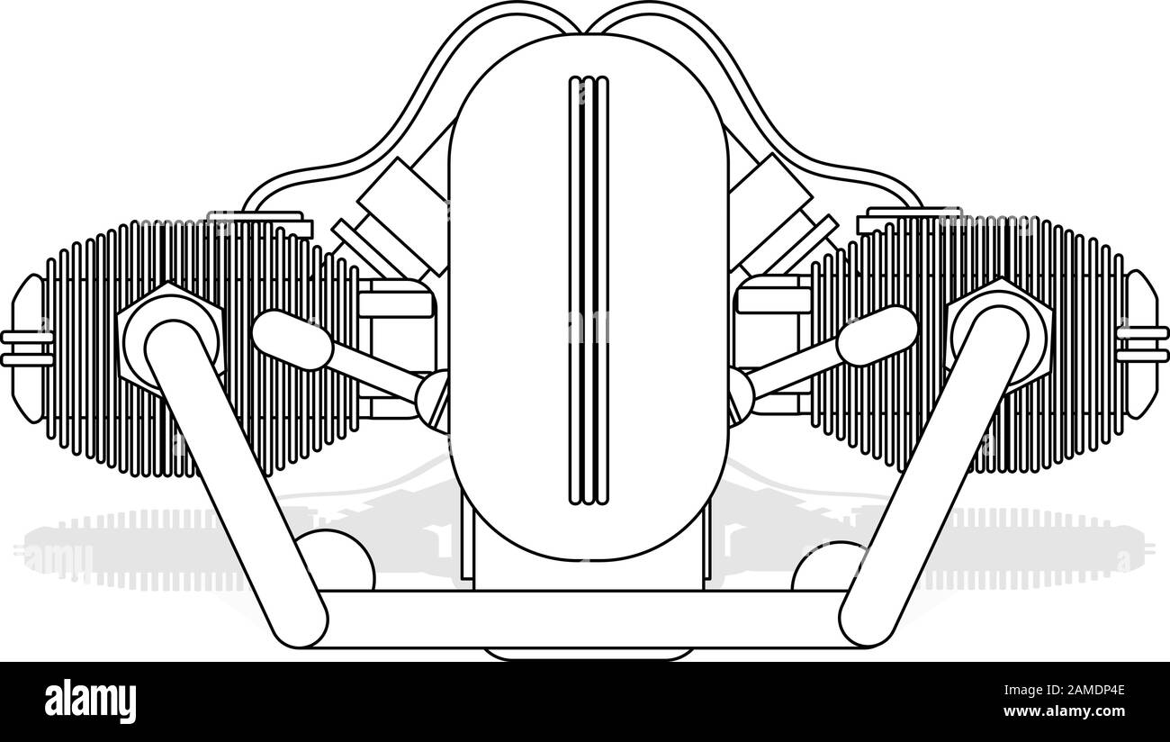 Motorcycle engine illustration on white background. Design monochrome