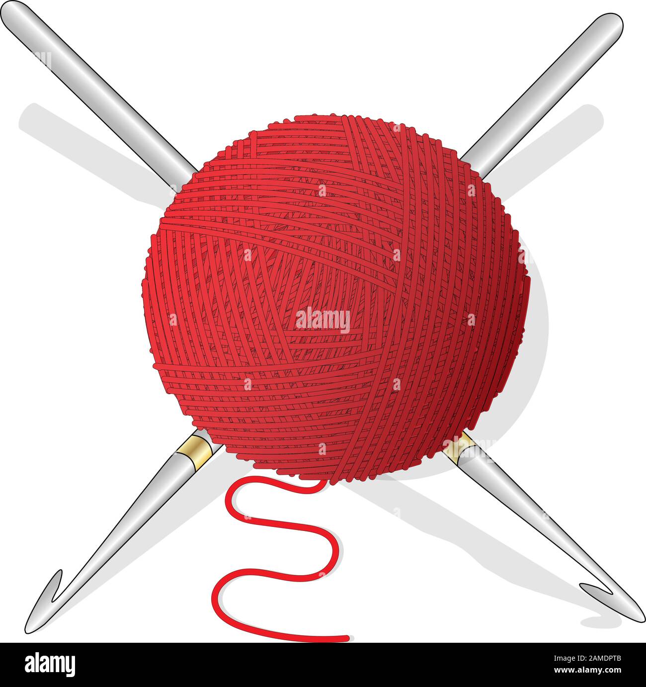 Ball of wool for knitting and crochet hook. Vector illustration image