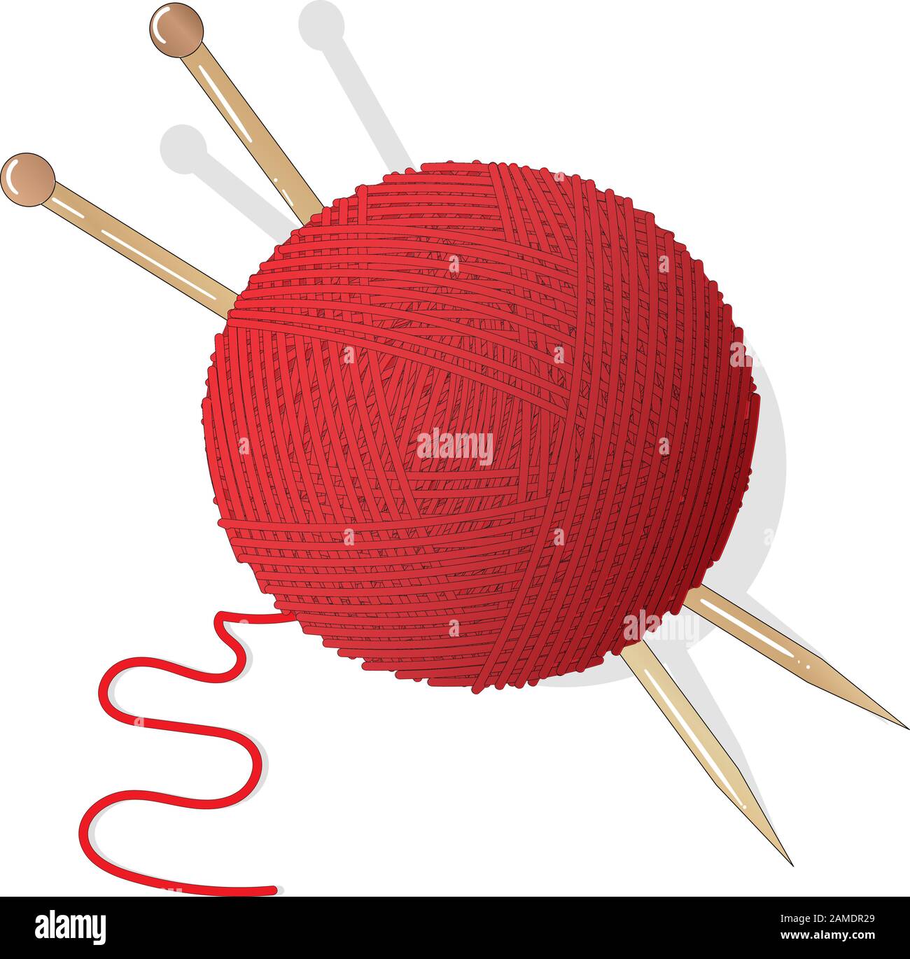 Ball of wool for knitting and knitting needles. Vector illustration ...