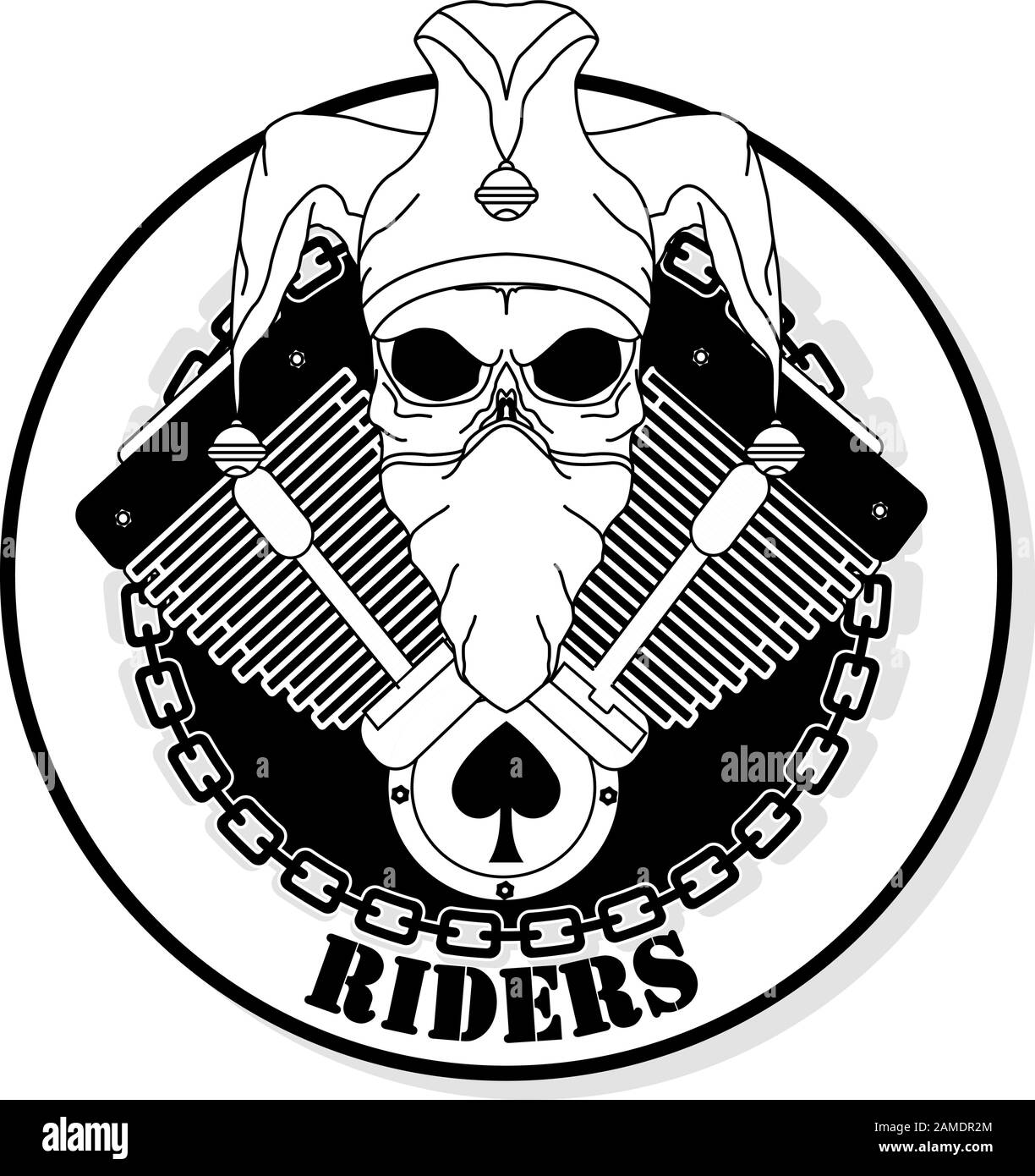Motorbike club emblem. Pilot / rider badge vector set . Isolated illustration on white background.. Stock Vector
