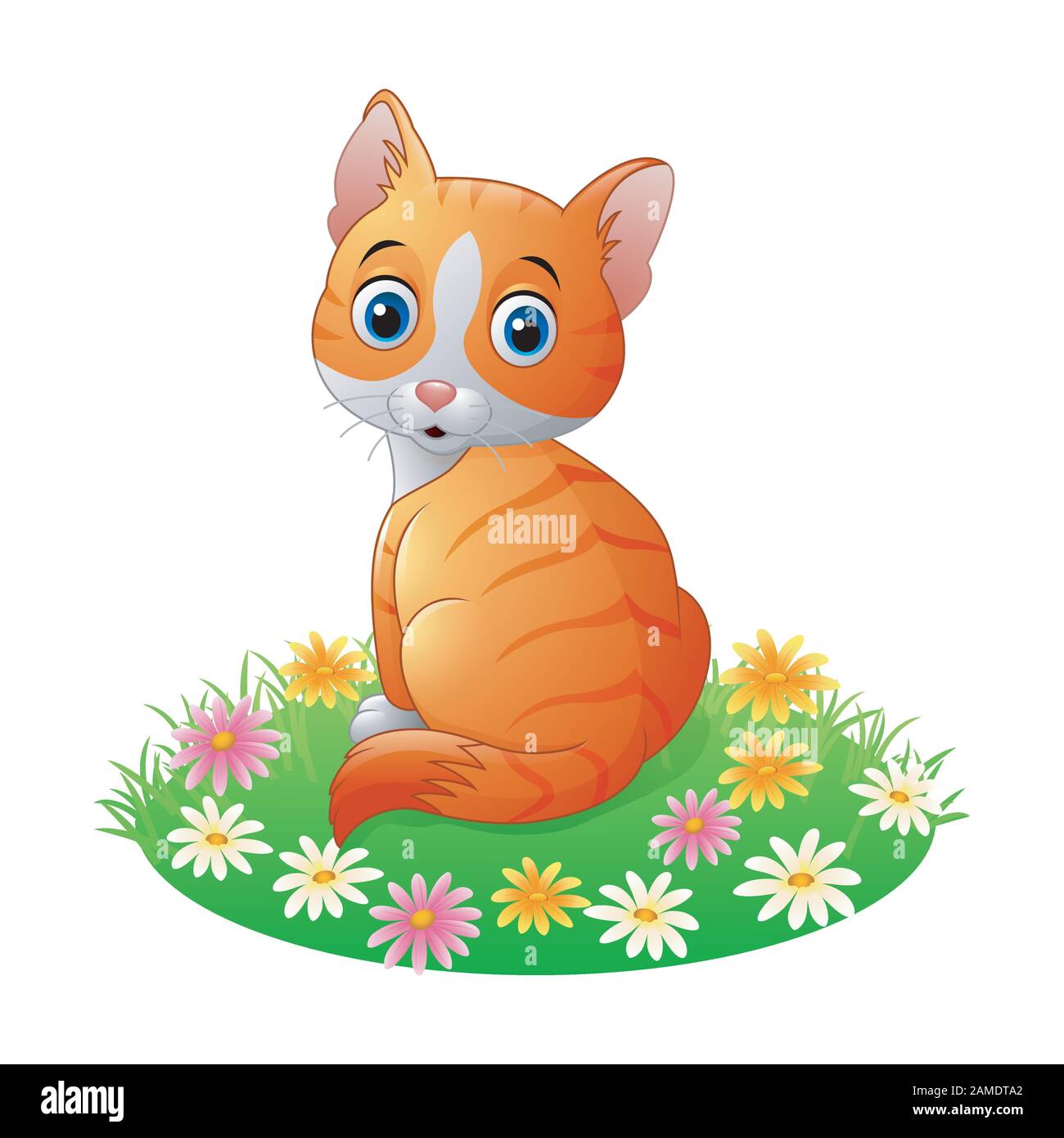 Cartoon cat sitting on the grass Stock Vector Image & Art - Alamy