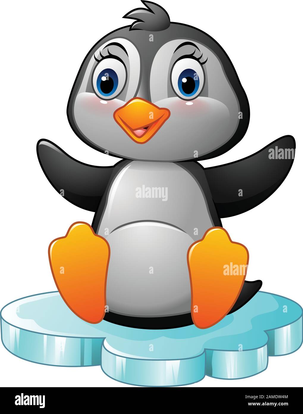 Cartoon penguin sitting on floe Stock Vector Image & Art - Alamy