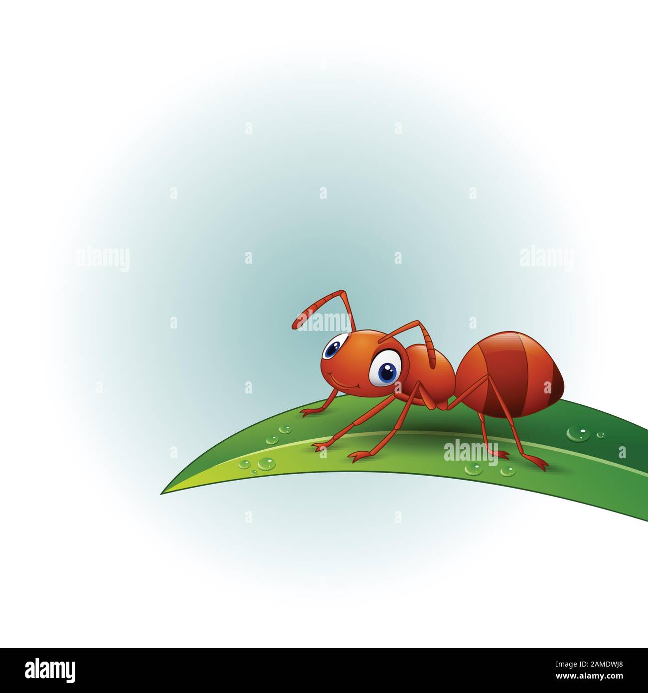 Cartoon ant on the leaf Stock Vector