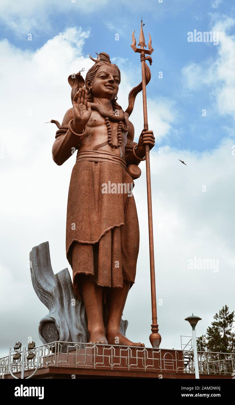 View of Mangal Mahadev, the tallest statue in Mauritius and a faithful