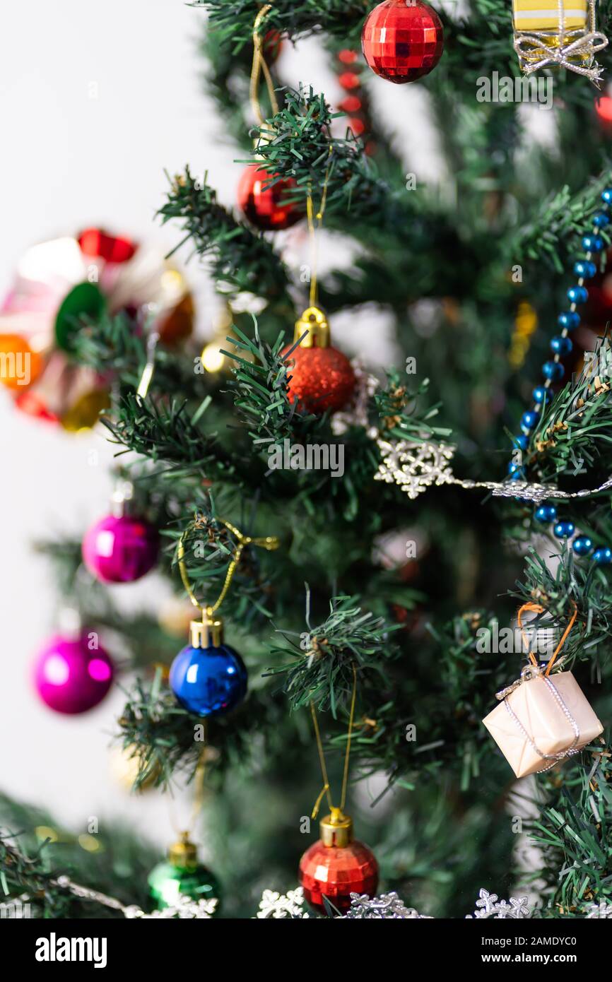 Beautiful christmas tree isolated on white background Stock Photo - Alamy