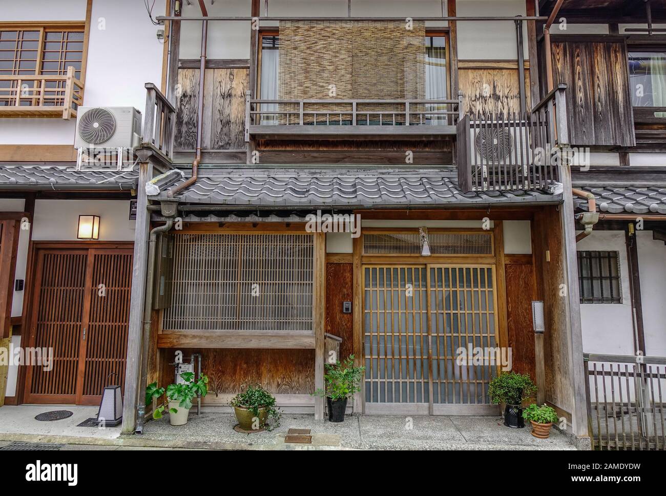 Wooden ancient house at old town in Kyoto, Japan. Kyoto served as Japan ...