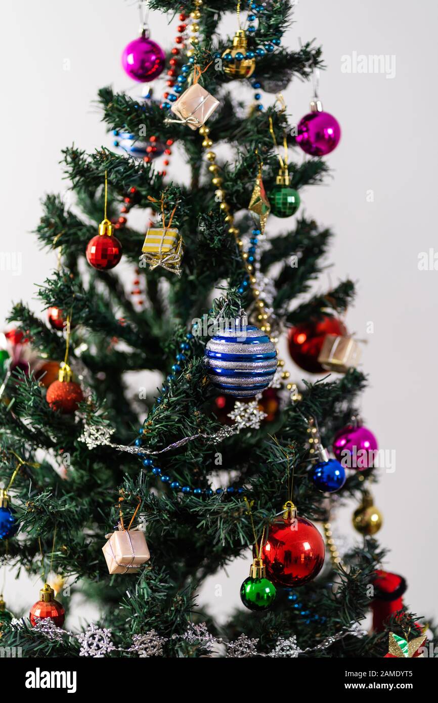 Beautiful christmas tree isolated on white background Stock Photo - Alamy