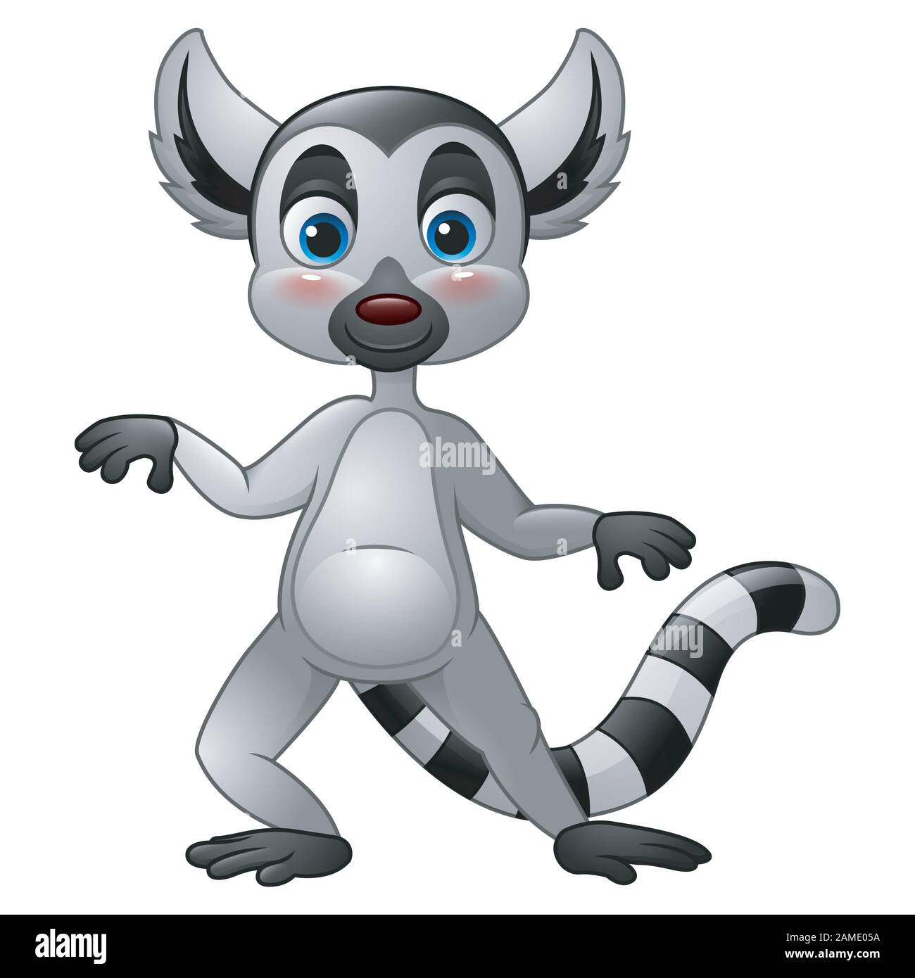 Ring-tailed lemur cartoon Stock Vector