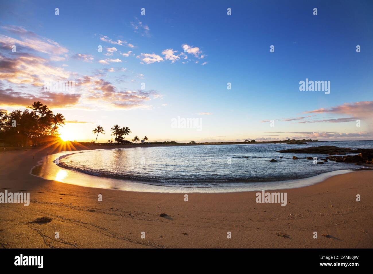 Beautiful scene in Hawaiian sunset Stock Photo - Alamy