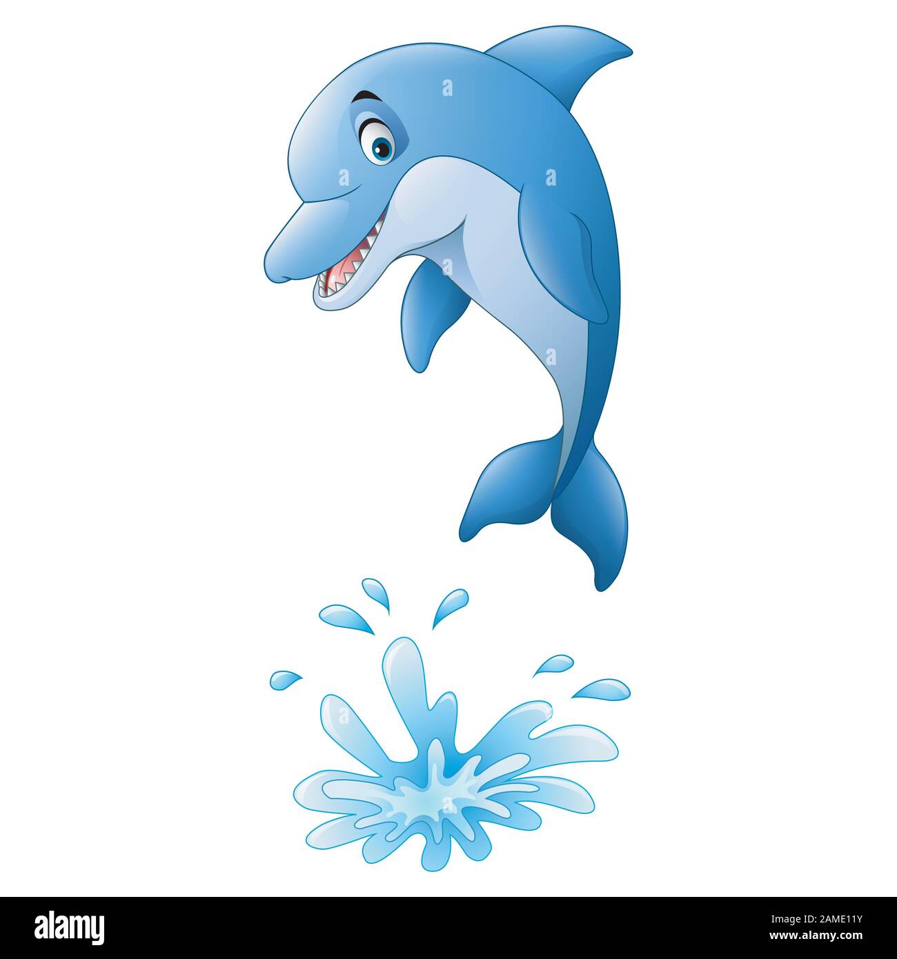 Cute cartoon dolphin jumping out of water Stock Vector Image & Art - Alamy