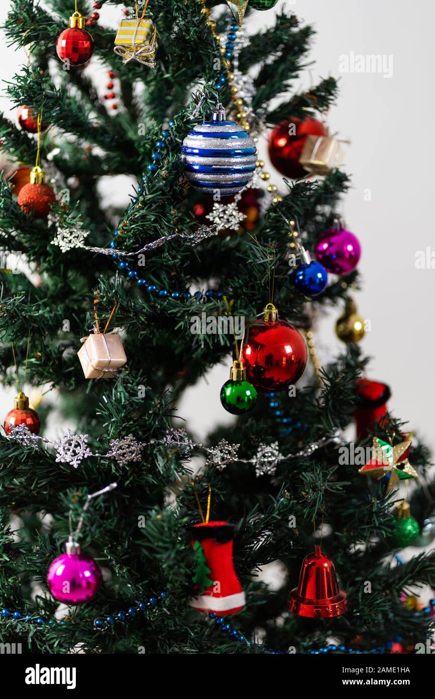Beautiful christmas tree isolated on white background Stock Photo - Alamy