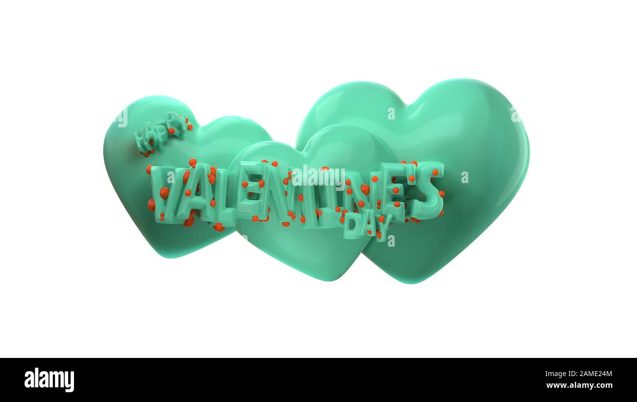 3d letters Happy Valentines day. Lettering inscription isolated on