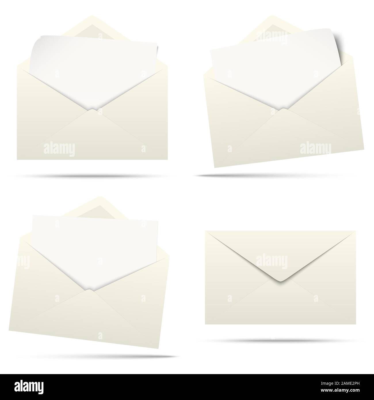 vector illustration with fine yellow pastel colored envelopes with
