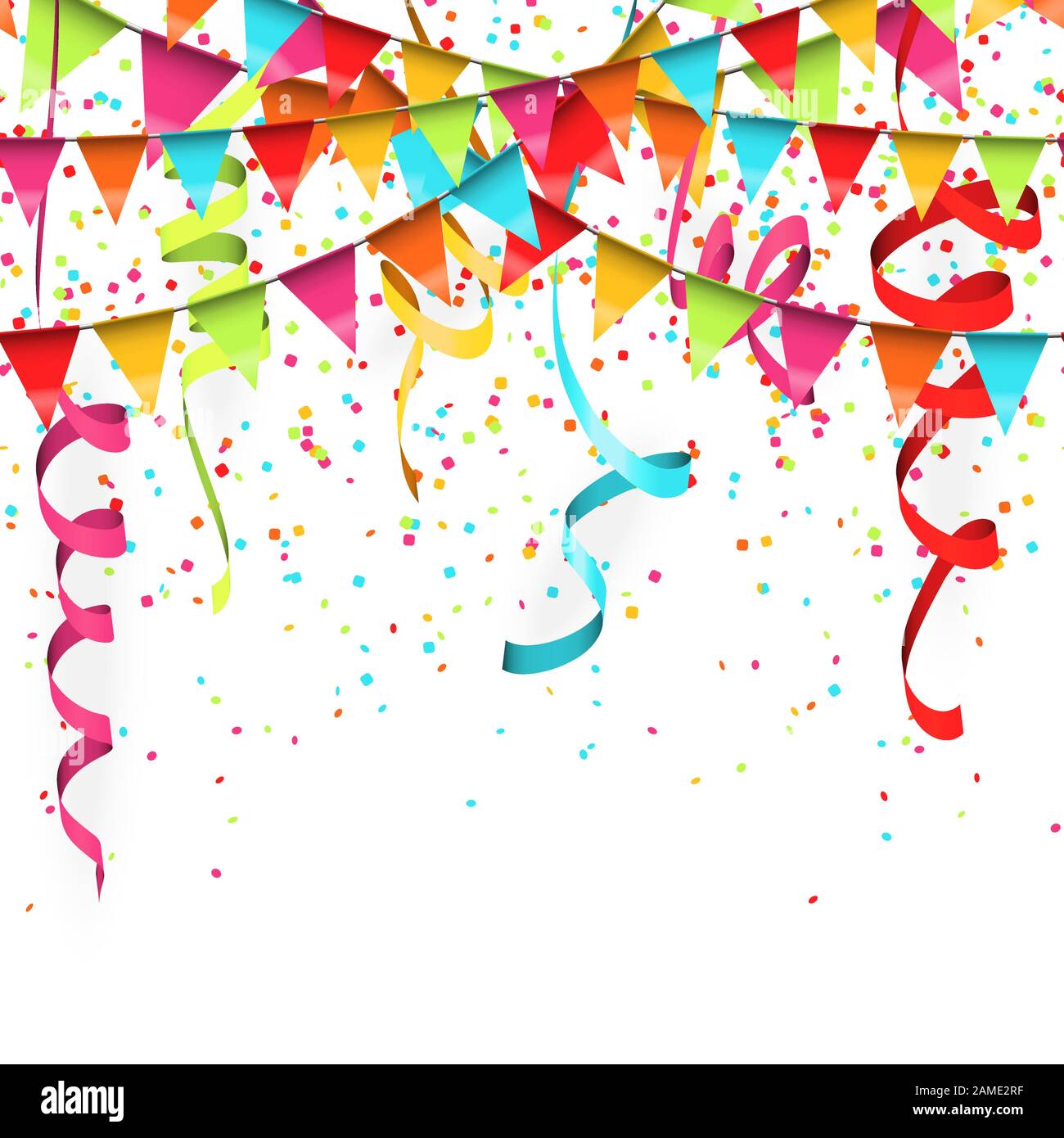 vector illustration of seamless colored confetti, garlands and