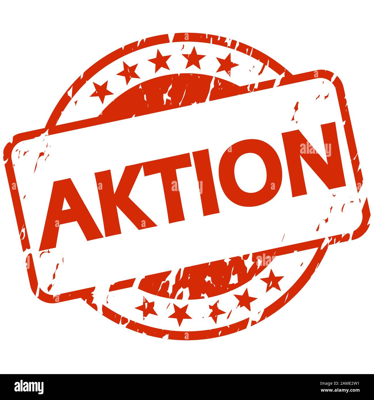 EPS 10 vector with round red colored stamp with banner and text promotion (in german) Stock Vector
