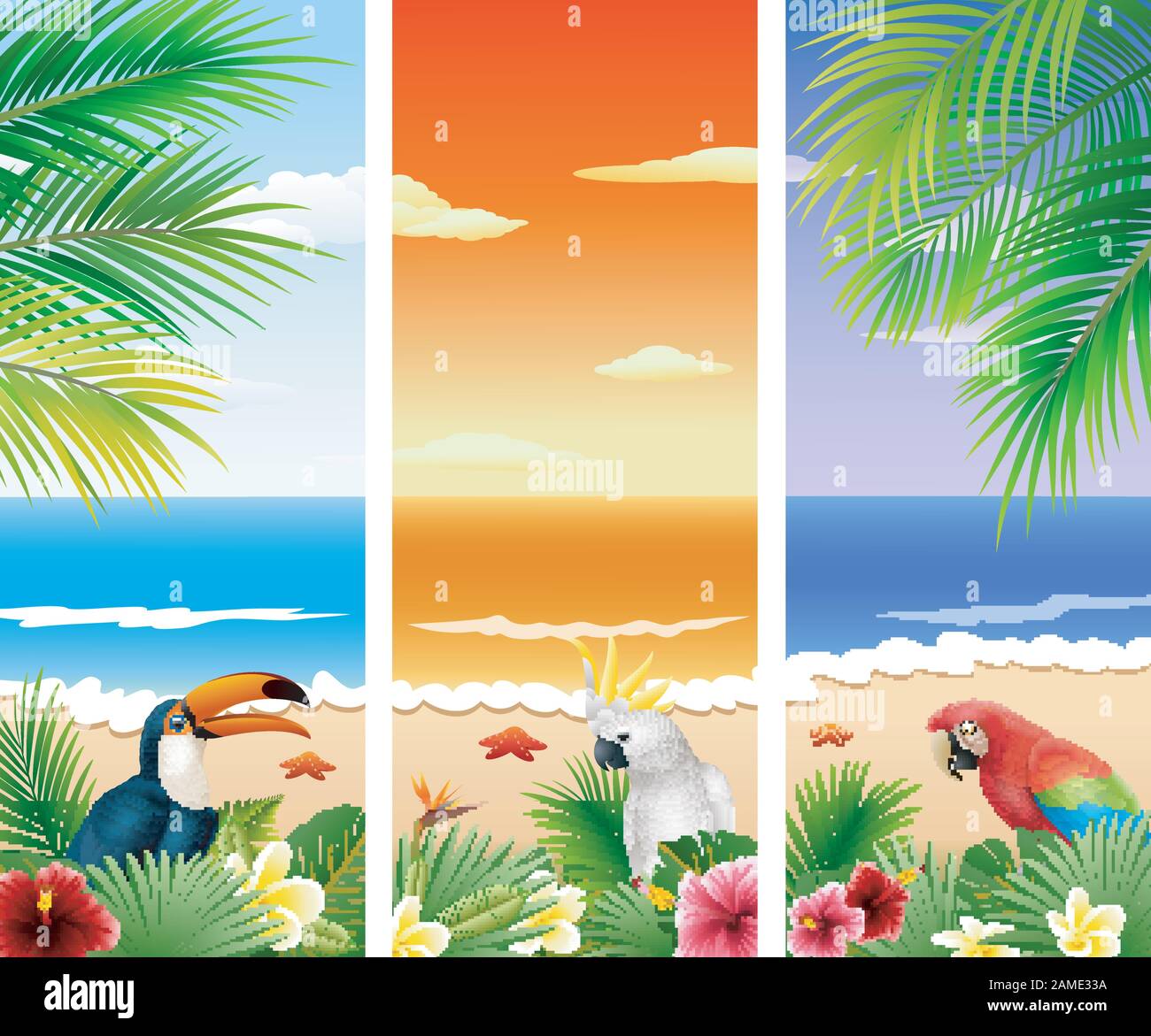 Set of Three tropical beach background Stock Vector Image & Art - Alamy