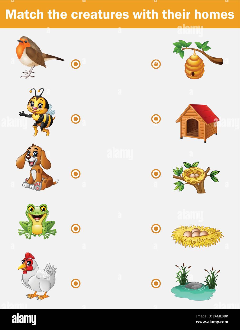 Matching game for children, animals with their homes Stock Vector Image &  Art - Alamy