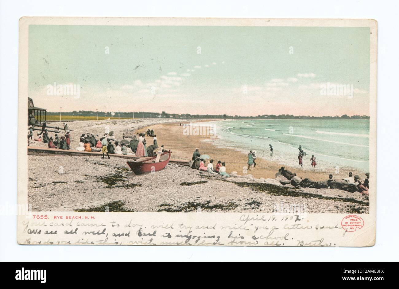 The Beach, Rye Beach, NH Postcard series number: 7655 1903-1904.; The ...