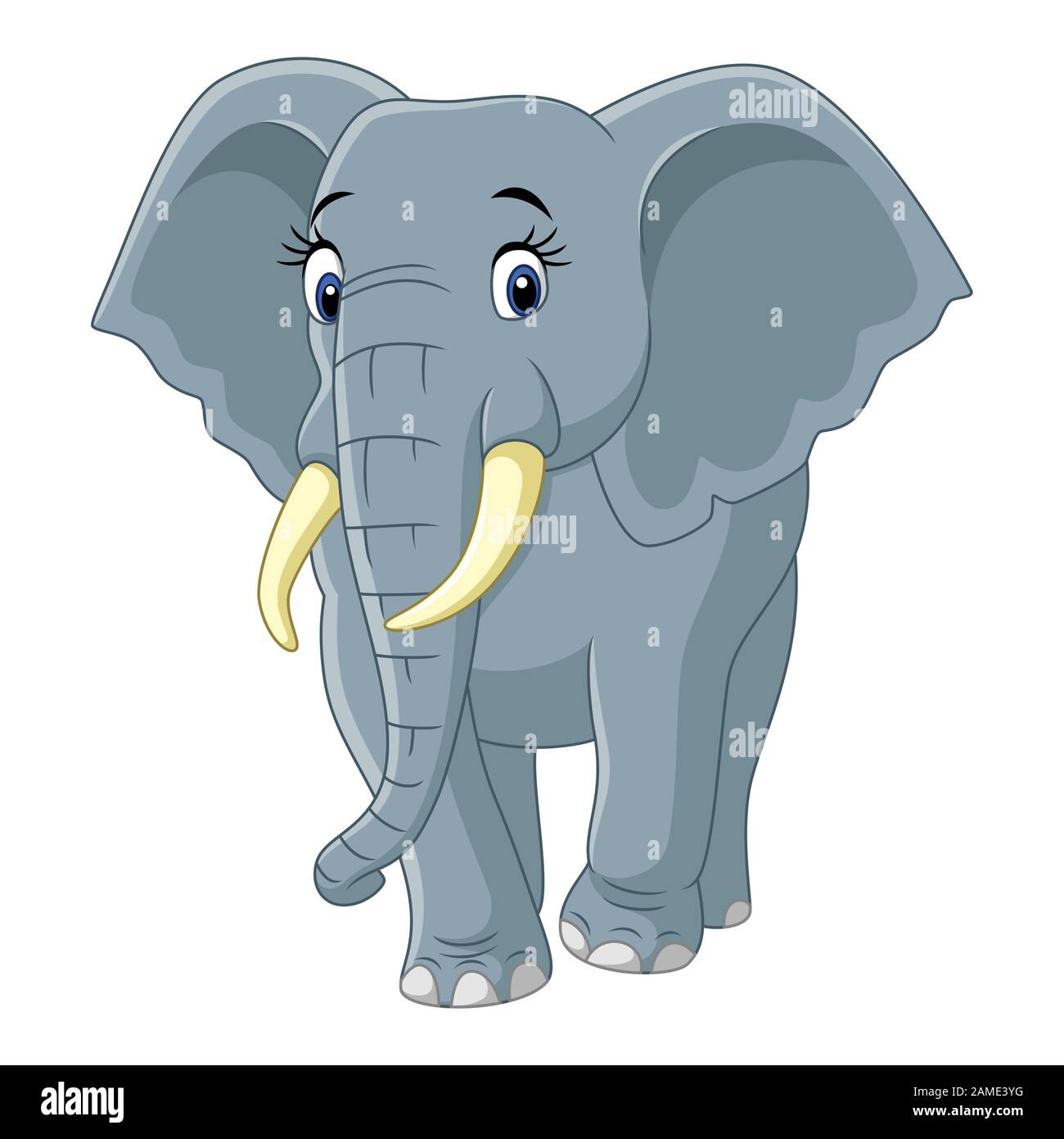 Cartoon funny elephant isolated on white background Stock Vector ...