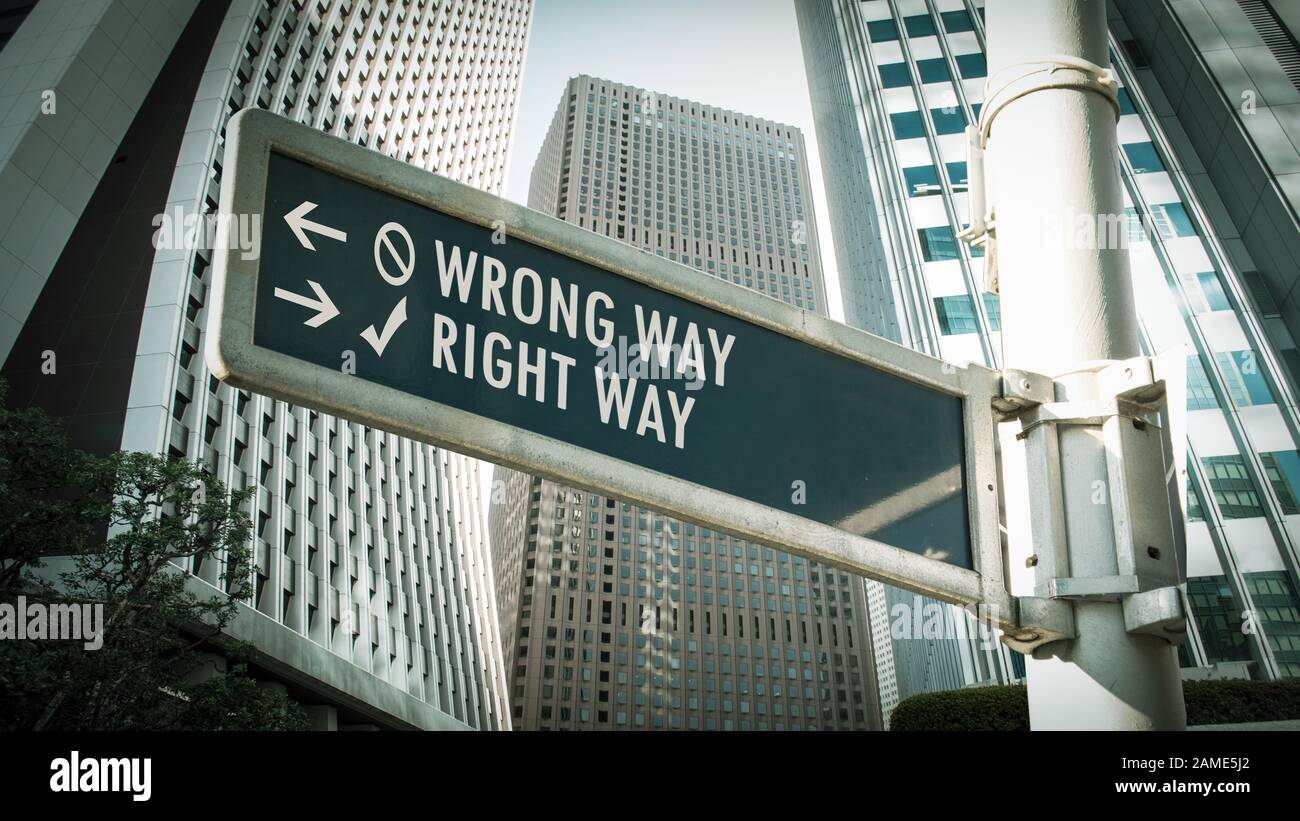 Street Sign RIGHT WAY versus WRONG WAY Stock Photo - Alamy