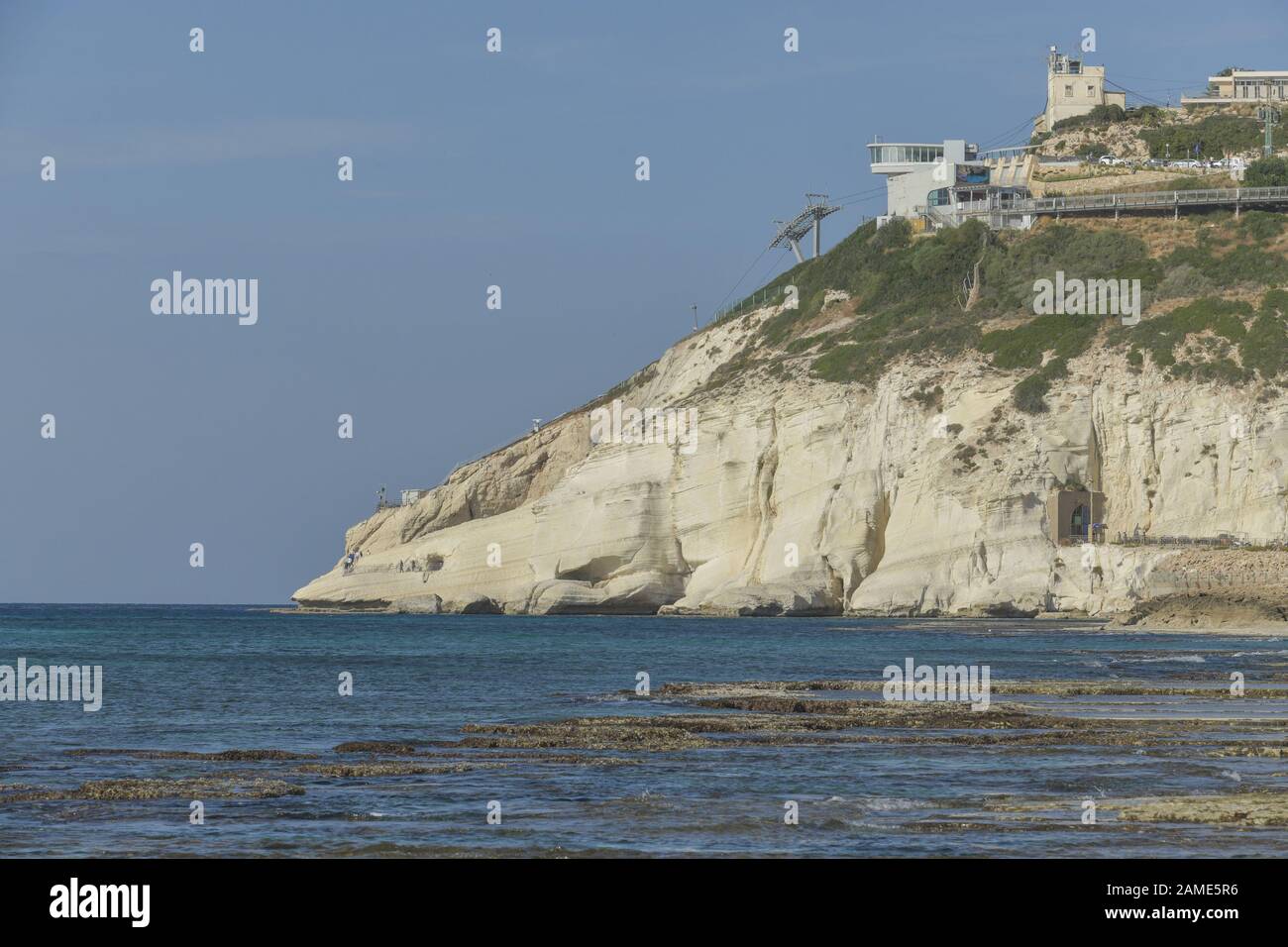 Küste, Mittelmeer, Felsen von Rosh Hanikra, Nord-Israel Stock Photo