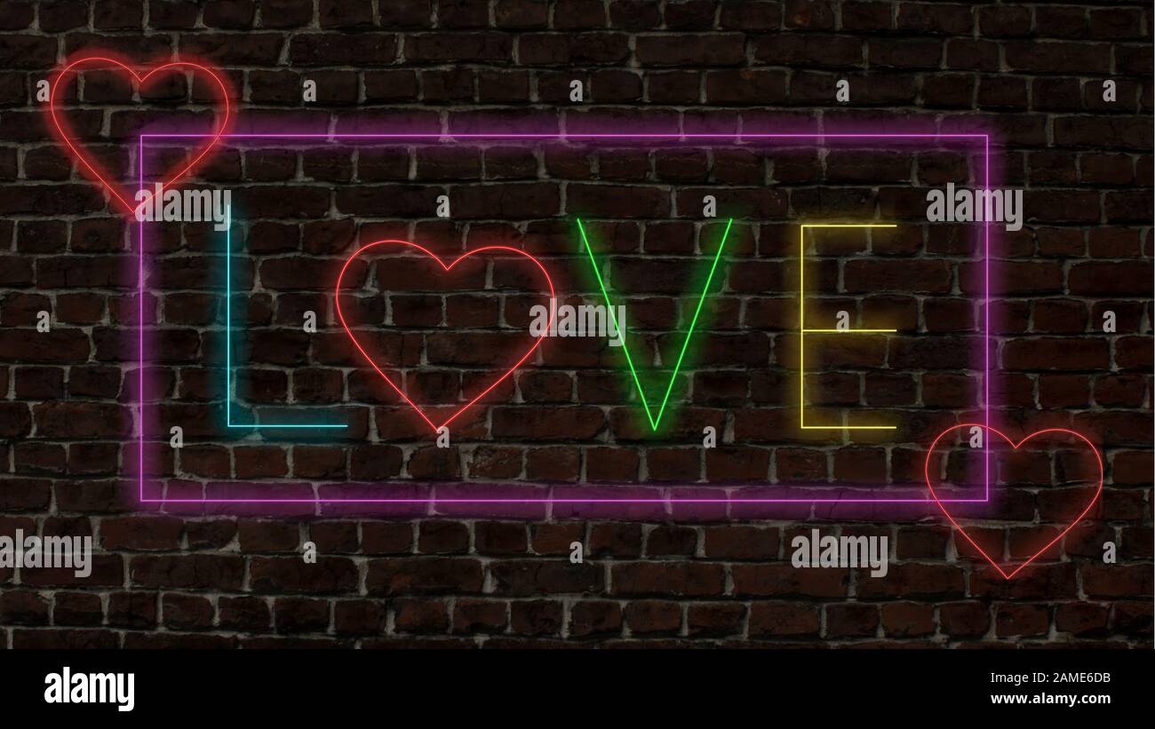 I Love You Neon Sign On A Brick Background, Sign, Glow, Club Background  Image And Wallpaper for Free Download