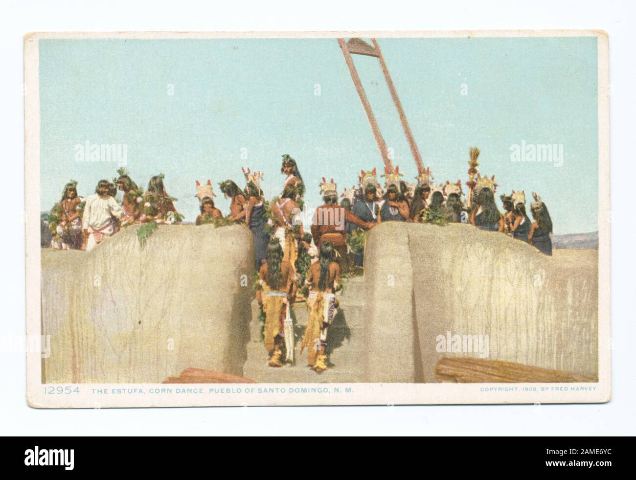 The Estufa Corn Dance, Pueblo Santo Domingo, NM Postcard series number