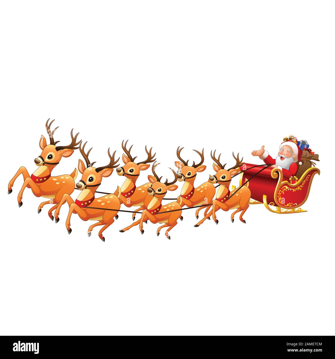 Santa Claus rides reindeer sleigh on Christmas Stock Vector Image & Art -  Alamy
